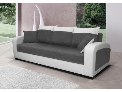 Rozkládací pohovka Zara II s úložným prostorem, látka šedá/EKO bílá, Sawana 21/D511