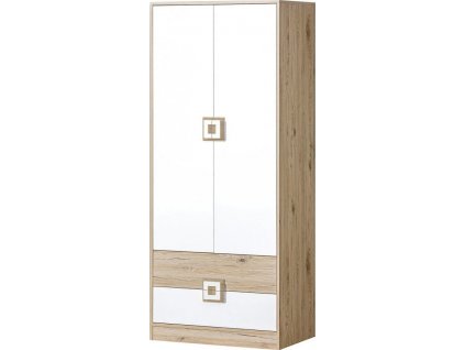 NIKOS 1- Skříň šatní 80 (NICO 1) - bílá/dub světlý- úchyt dub světlý (DO) (K150-Z)