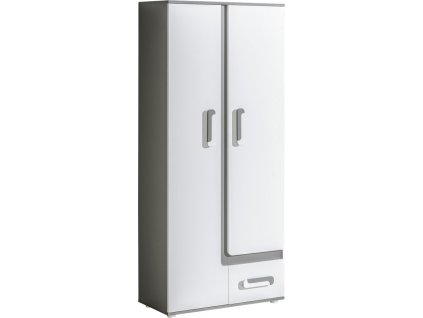 Šatní skříň APALUCHA 3, šedá/bílá