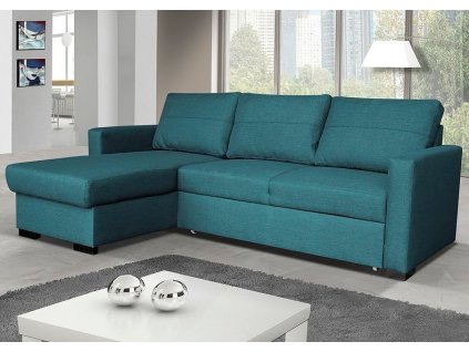 Rohová sedací souprava Tomáš UNI, rozkládací s úložným prostorem, tyrkys/Orinoko 85