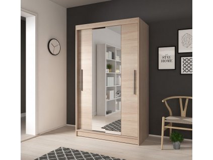 NAOMI 01 (NEOMI 01=4balíky) - ŠATNÍ SKŘÍŇ 120 - 2 dvéřová - korpus dub sonoma / dveře dub sonoma se zrcadlem (IZ) (K150-Z)
