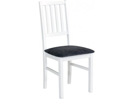 NIEL 7  (NILO 7)-jídelní židle - dřevo bílá / nová grafitová látka.č.24B =Dora 95- kolekce "DRE" (K150-E)