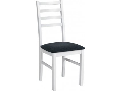 NIEL 8 - jídelní židle (NILO 8) - bílá dřevo/ nová látka grafitová č. 28B=Kronos 22 - kolekce "DRE" (K150-E)