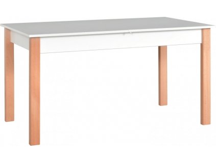 ALBATROS 2 (ALBA 2) jídelní stůl rozkládací - deska +sokl Bílá (bíláborovice andersen) / nohy přírodní buk - kolekce "DRE" (K150-Z)