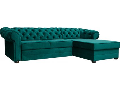 VALÉRIE  Levá- (Valentino) sedací souprava tmavě zelená Monolith 37  / nohy tmavý ořech(FE) kolekce - "E" (K250-E)