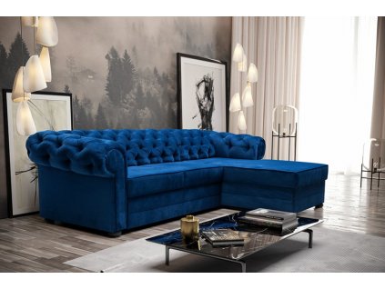 VALÉRIE  Levá- (Valentino) sedací souprava tmavě modrá  RIVIÉRA 81 / nohy wenge (FE) kolekce - "E" (K250-E)
