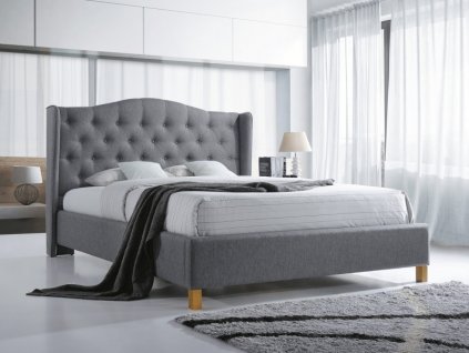 ASPEN postel 180x200 - látka šedá  - s roštem (ASPEN180SZD) (S) (K150-E)