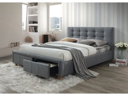 ASCOT postel 160x200 - šedá  - s roštem a ÚP (ASCOT160SZ) (S) (K150-E)