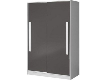 GOLIÁŠ 12- skříň posuvné dveře (GULIVER 12)-korpus bílá/dvířka šedá lesk/úchyt bílá (DO) (K150-E)