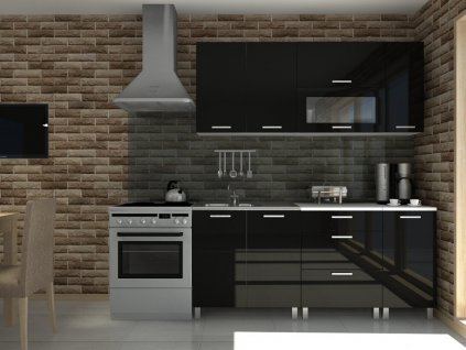 Kuchyňská linka Timothy KRF 180 cm, černý lesk