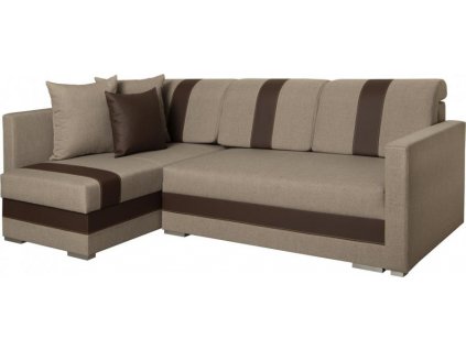 Rohová sedací souprava Alba, rozkládací s úložným prostorem, levá, šedo hnědá Inari 26/hnědá Eko