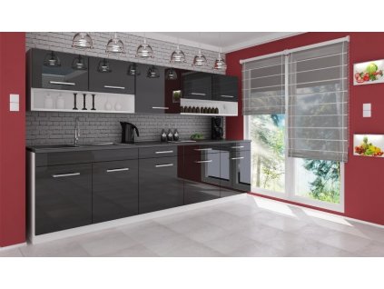 Kuchyňská linka Devil 260 cm, černý lesk