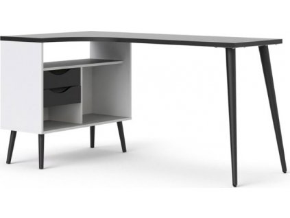 Rohový psací stůl Retro 450 bílá/černá