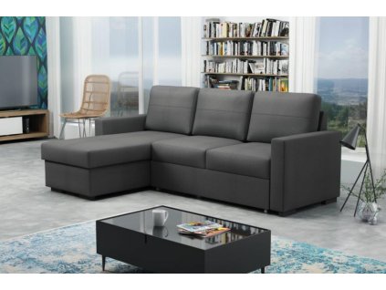 Rohová sedací souprava Tomáš, rozkládací s úložným prostorem, šedá/Kronos 22