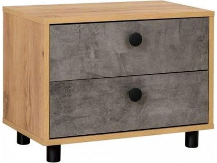 Botník CALEB se zásuvkami, dub kraft zlatý/tmavý kámen