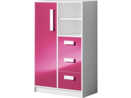 Dětská skříňka GULLIWER 5 výběr barev (Barva dom-bílá-lesk, Vyberte si barvu úchytu: dom-uch-bílá)