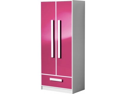 Dětská šatní skříň GULLIWER 1 výběr barev (Barva dom-bílá-lesk, Vyberte si barvu úchytu: dom-uch-bílá)