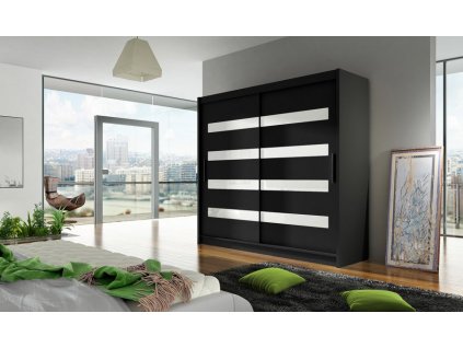 Šatní skříň Berger XI černá/bílý lakobel