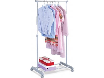 Stojan na šaty jednoramenný, s odkladačem, šedá barva, kov / plast, chrom ABD-1209 GREY
