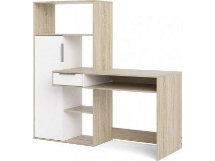 Psací stůl Felix 173 s regálem, oak/bílá