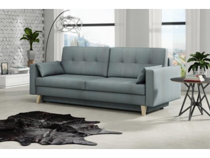 Rozkládací pohovka Mariana, s úložným prostorem, modro-šedá