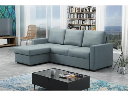 Rohová sedací souprava Tomáš, rozkládací s úložným prostorem, modro šedá/Kronos 31