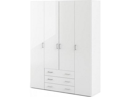 Šatní skříň SID 4D3S bílá/bílý lesk 70410