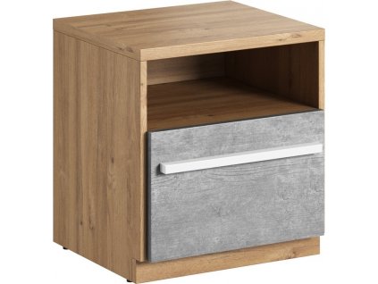 Noční stolek FLAMY/PLANO 09 1S, dub nash/šedá
