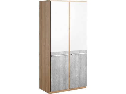 Šatní skříň FLAMY/PLANO 02, 2D dub nash/šedá/bílá