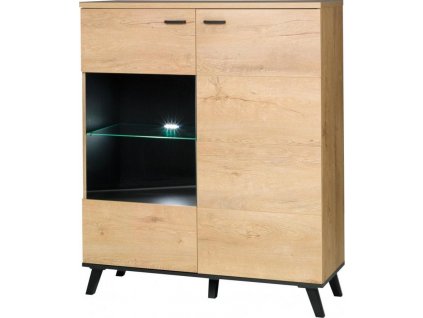 Vitrína Jocker R4, dub lefkas/černá