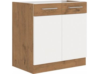 Spodní kuchyňská skříňka Vega 80ZL2F dřezová, dub lancelot/bílý lesk