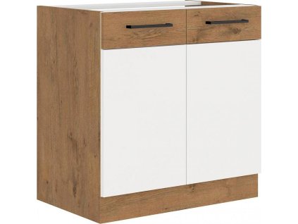Spodní kuchyňská skříňka Vega 80D2F dub lancelot/bílý lesk
