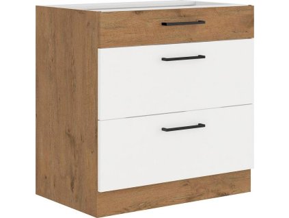 Spodní kuchyňská skříňka Vega 80D3S se šuplíky, dub lancelot/bílý lesk