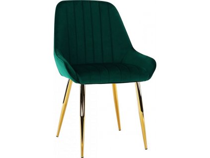Designová jídelní židle PERLIA, smaragdová/gold chrom-zlatý
