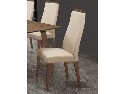 Designová jídelní židle WALDORF látka béžová/ořech