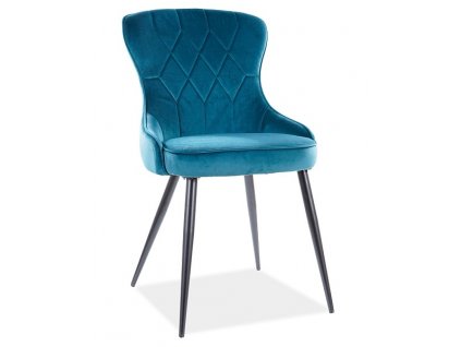 Designová jídelní židle PIKA velvet tyrkysová/černý kov