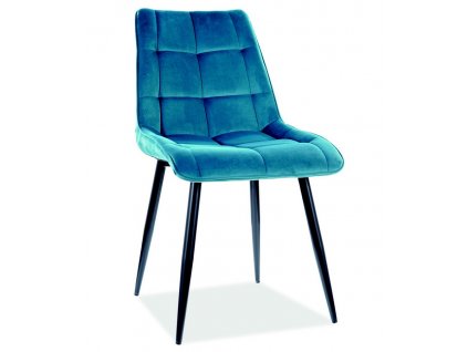 Jídelní židle SIK VELVET tyrkysová/černý kov