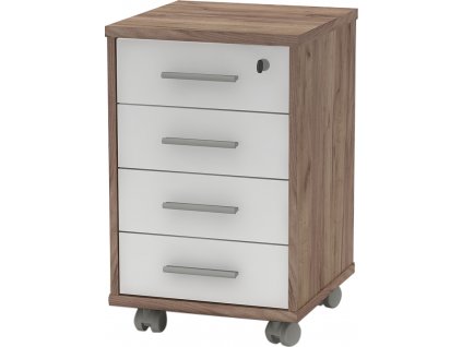 Kontejner JOHAN 2 NEW 12 se zámkem na kolečkách, kraft dunkel/bílá