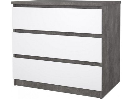 Komoda SIMPLICITY 235, beton/bílý lesk