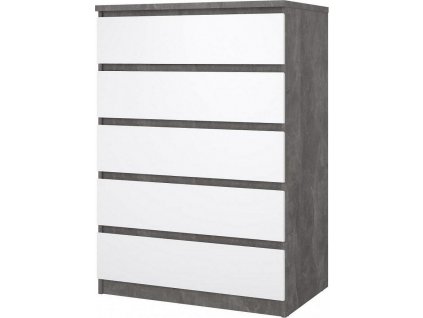 Komoda SIMPLICITY 231, beton/bílý lesk