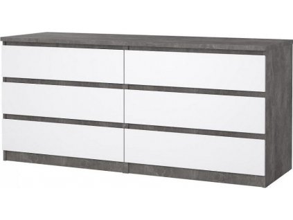 Komoda SIMPLICITY 232, beton/bílý lesk