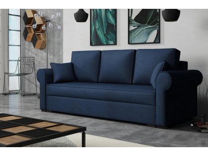 Rozkládací pohovka MEGAN s úložným prostorem, tmavě modrá Mono 241