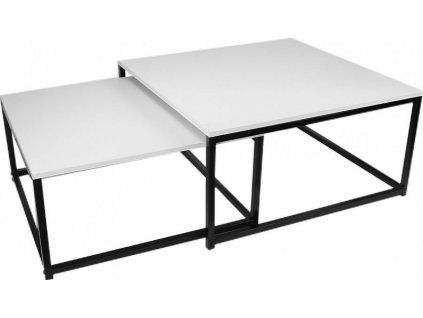Set 2 ks konferenčních stolků KASTLER NEW TYP 1, bílá mat/černý kov