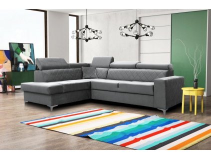 Rohová sedací souprava Silk, rozkládací s úložným prostorem, levá, světle šedá Mercedes 70