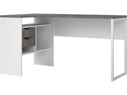 Rohový psací stůl Felix 849, beton/bílá