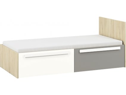 DIVO 1702 -postel sÚP a roštem,lamino Buk fjord/dvířka bílá/šedá (ML) (DROP1702(1701)) (K150)