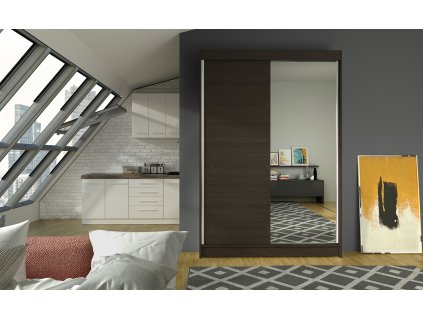 Šatní skříň Linora I 120 se zrcadlem, choco