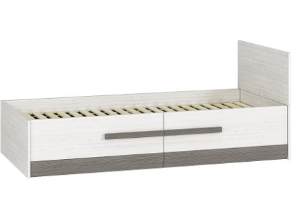 BERNIS 16 -postel š.90 vč. laťového roštu a ÚP, lamino, borovice bílá/ borovice bílá/ šedá (ML) (BLANCO1601=4BALÍKY) ***DO VYPRODÁNÍ