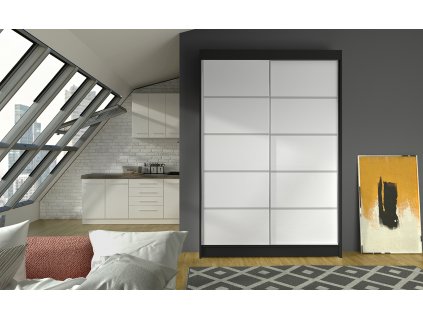 Šatní skříň Linora IV 120 černá/bílá