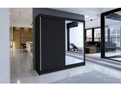 Šatní skříň Taisa I 180 se zrcadlem, černá
